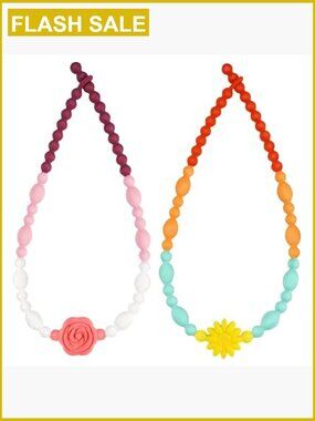 2 Pack Silicone Chew Necklace for Sensory Kids Toddler ADHD Autism